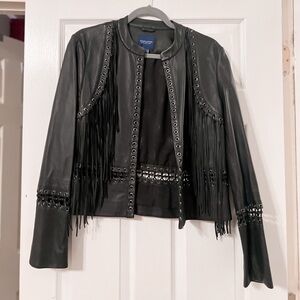 Doncaster 100% Leather Black Fringe Jacket